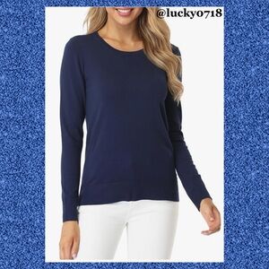 Fuinloth NWT Navy Lightweight Crewneck Long Sleeve Pullover Sweater Sz S